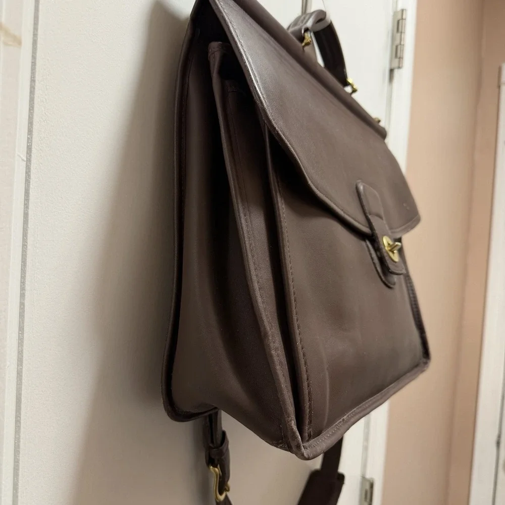 Vintage Coach Beekman Briefcase Shoulder Bag 5266 USA Dark Brown Leather